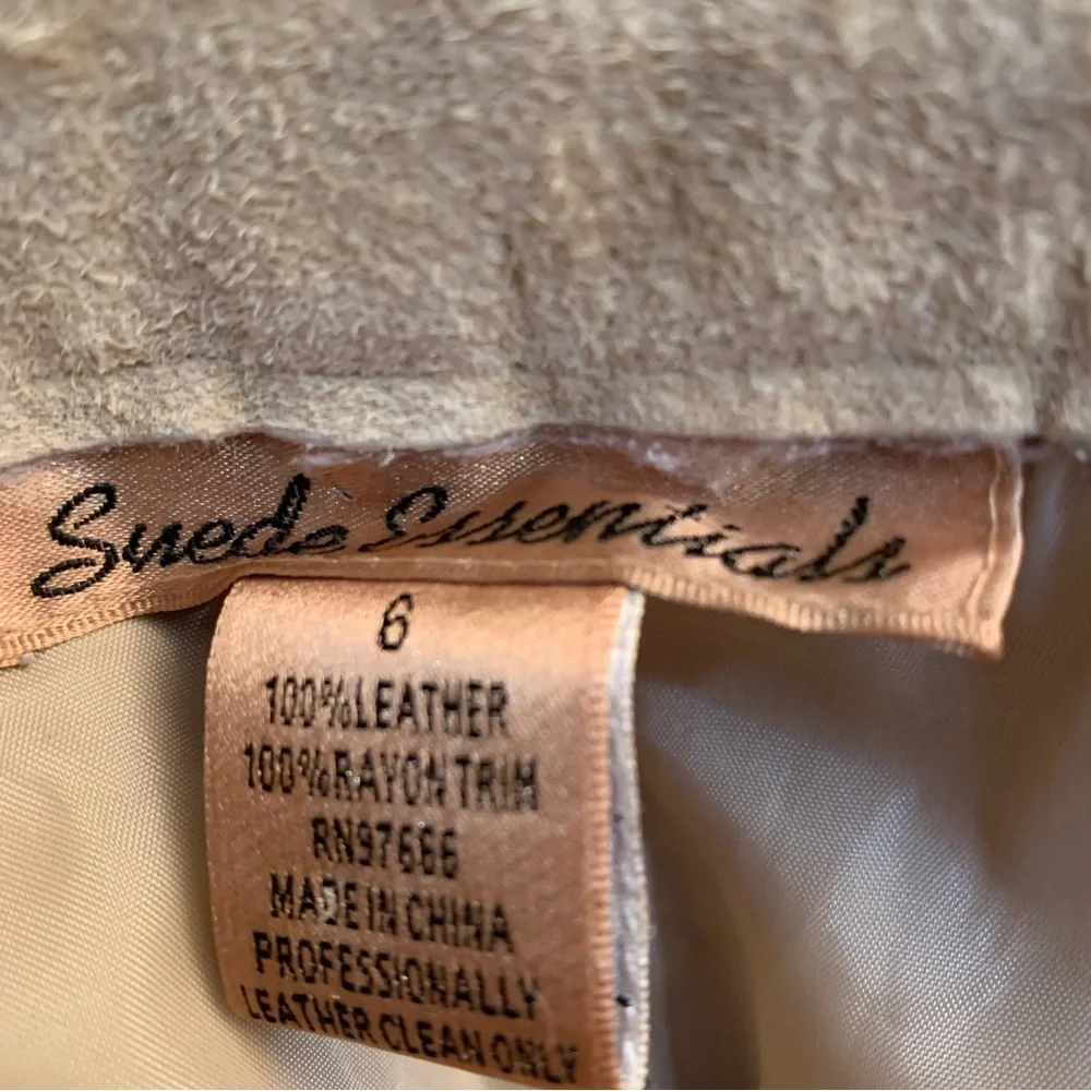 SUEDE ESSENTIALS Tan Leather Suede Embroidered Pants
